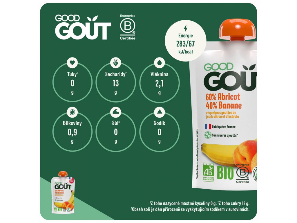 GOOD GOUT BIO Marhuľa s banánom 120 g