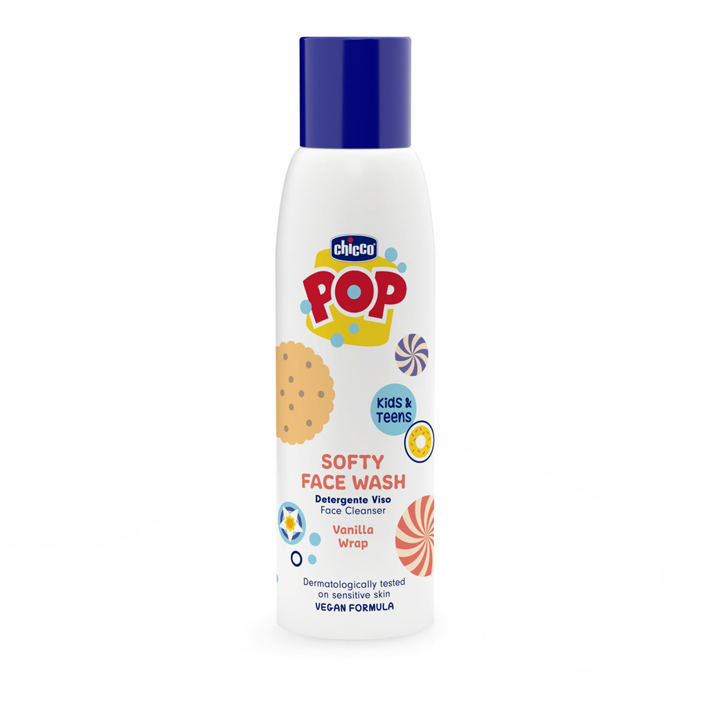CHICCO Jemný čistiaci gél na tvár POP Softy Vanilla 150ml s peniacim dávkovačom