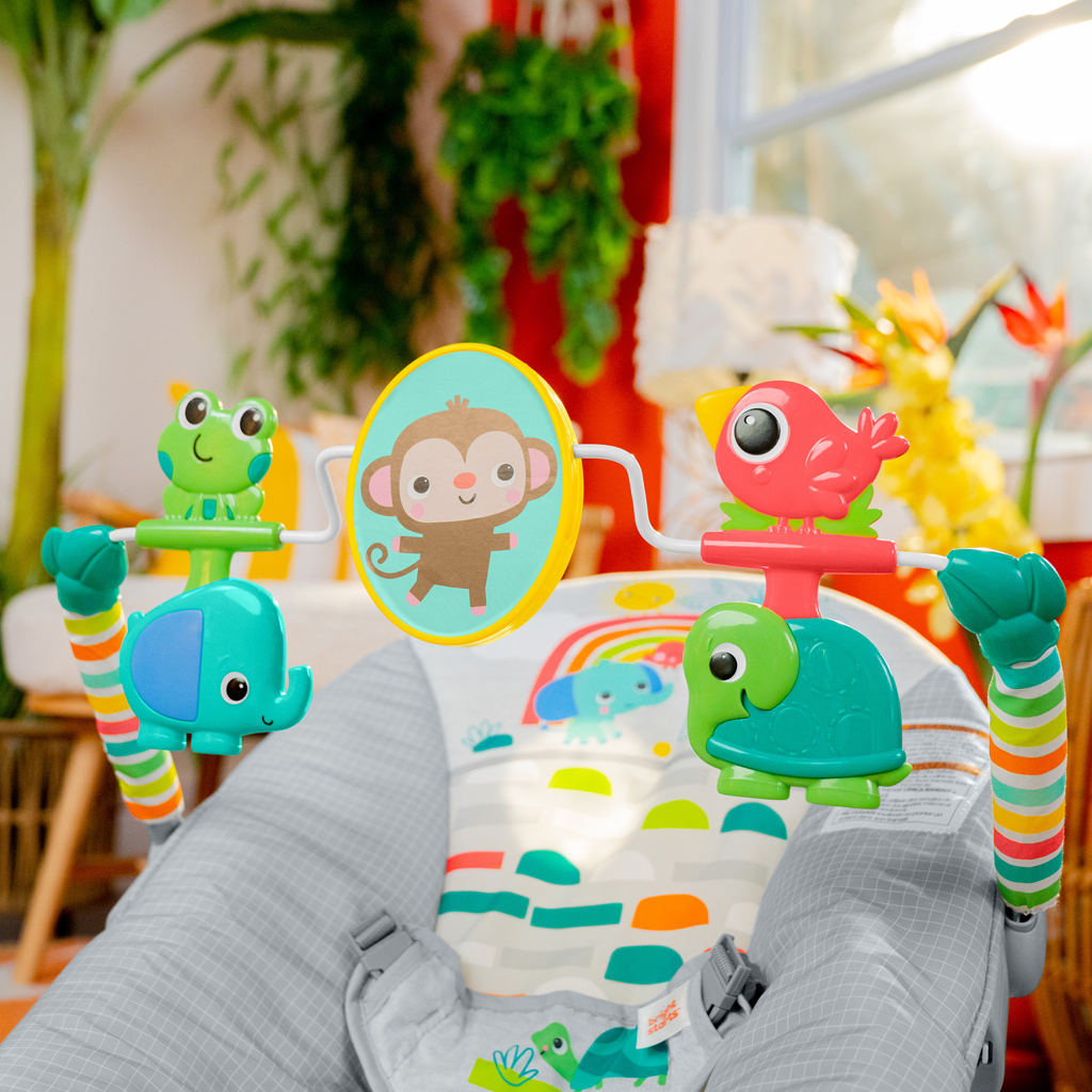 Bright Starts Vibrační lehátko Playful Paradise – Oáza klidu a zábavy