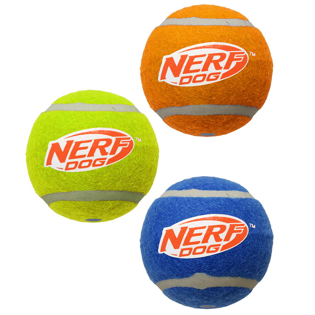 NERF DOG Hračka pre psov 3 ks pískacích tenisových loptičiek 6,5 cm