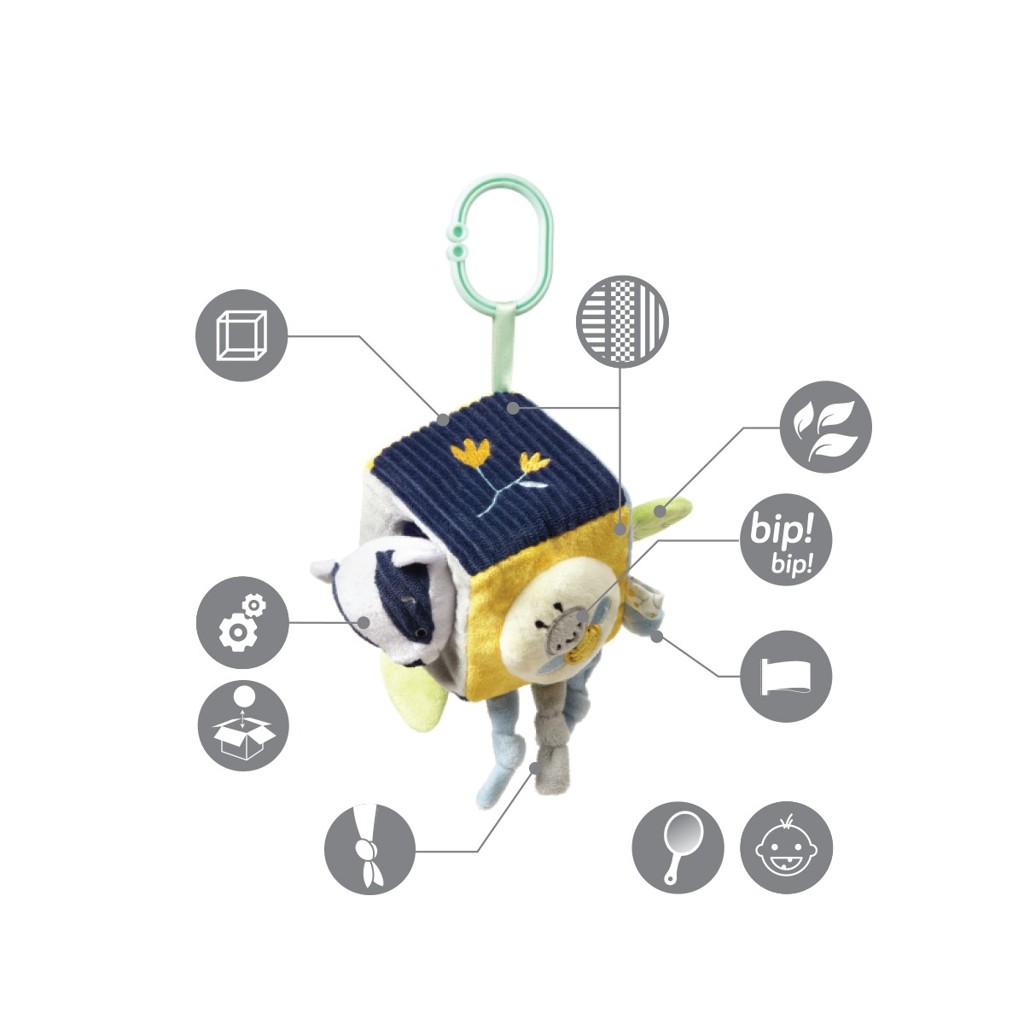 BABYONO Hračka edukačná kocka na C krúžku Woodland, 0m+