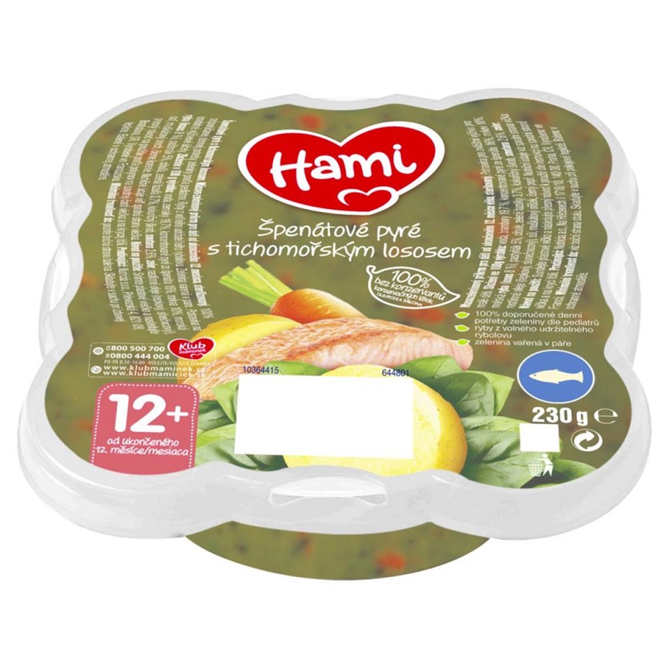 HAMI Talířek Špenátové pyré s tichomořským lososem 230 g, 12+