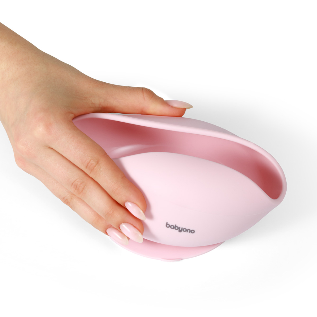 BABYONO Miska silikónová s prísavkou - pink 6m+