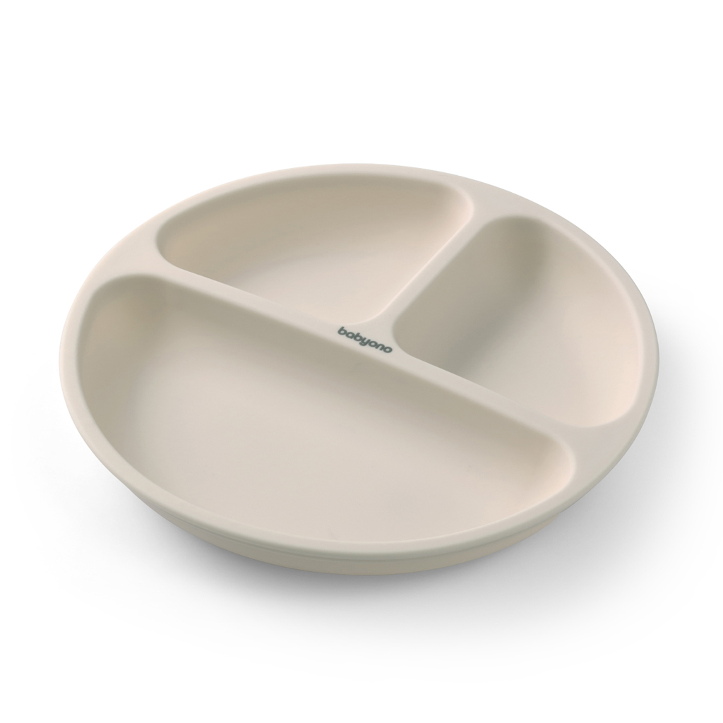 BABYONO Tanier silikónový s prísavkou - beige 6m+
