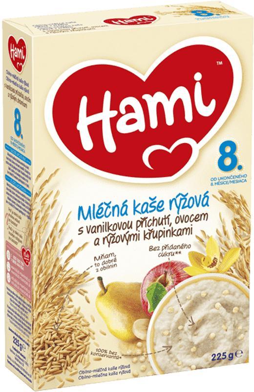 4x HAMI Kaša mliečna vanilková s ovocím a ryžovými chrumkami (225 g)