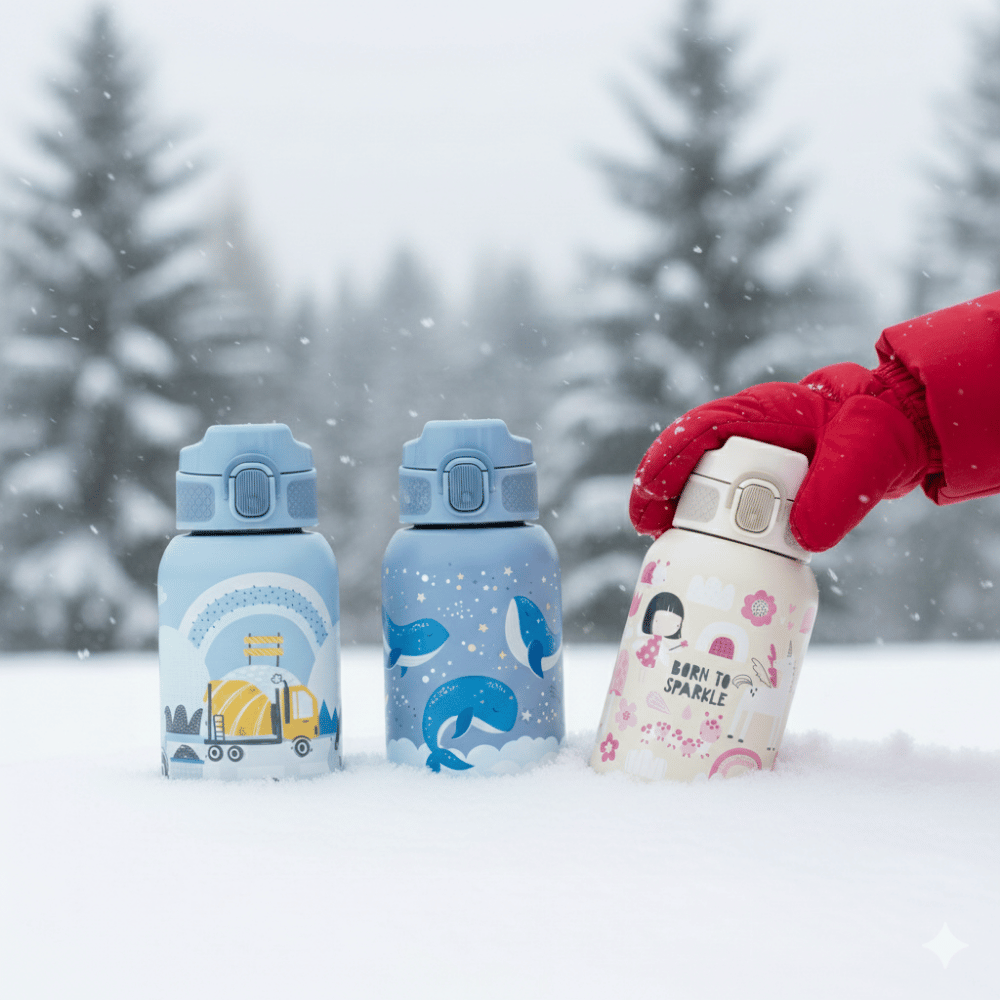 PETITE&MARS Fľaša nerezová termo so slamkou 350 ml Whale Song 12m+
