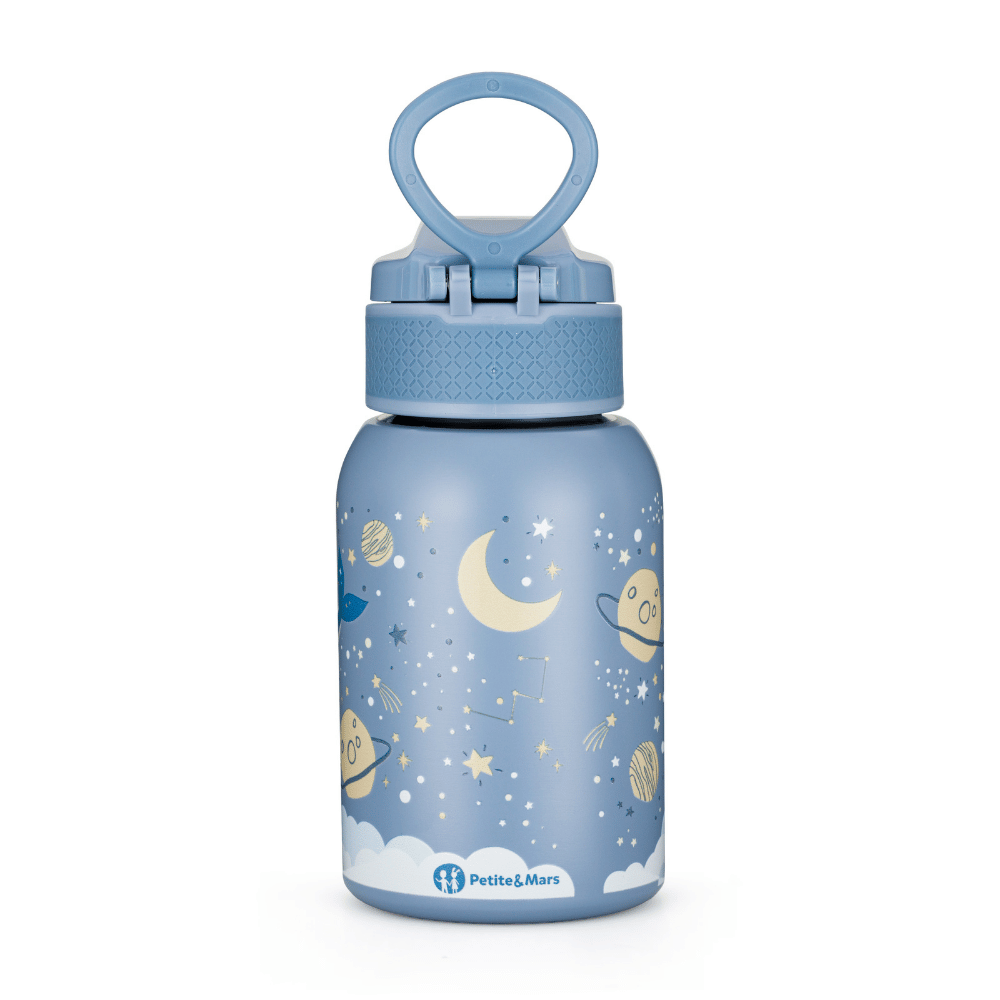 PETITE&MARS Fľaša nerezová termo so slamkou 350 ml Whale Song 12m+