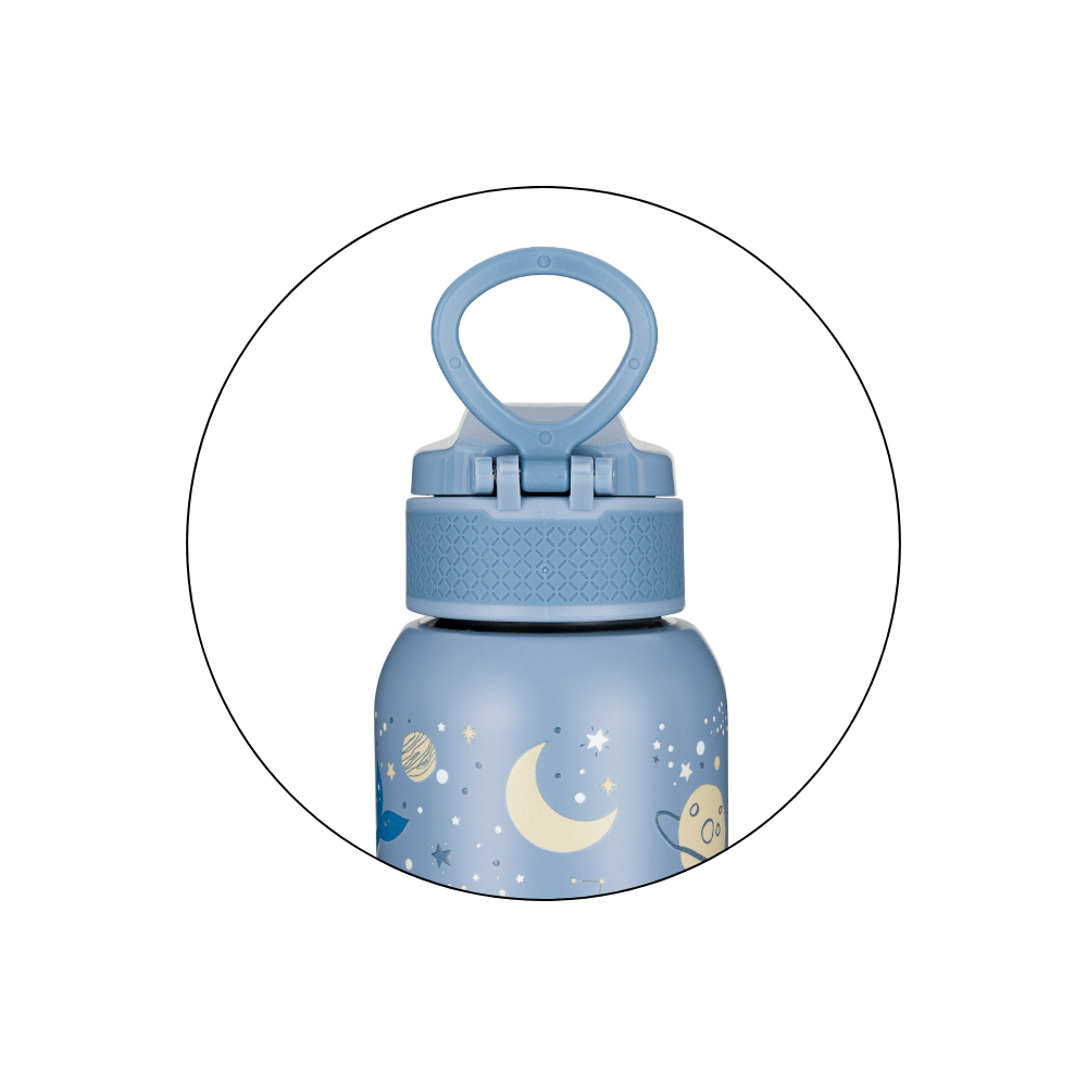 PETITE&MARS Fľaša nerezová termo so slamkou 350 ml Whale Song 12m+