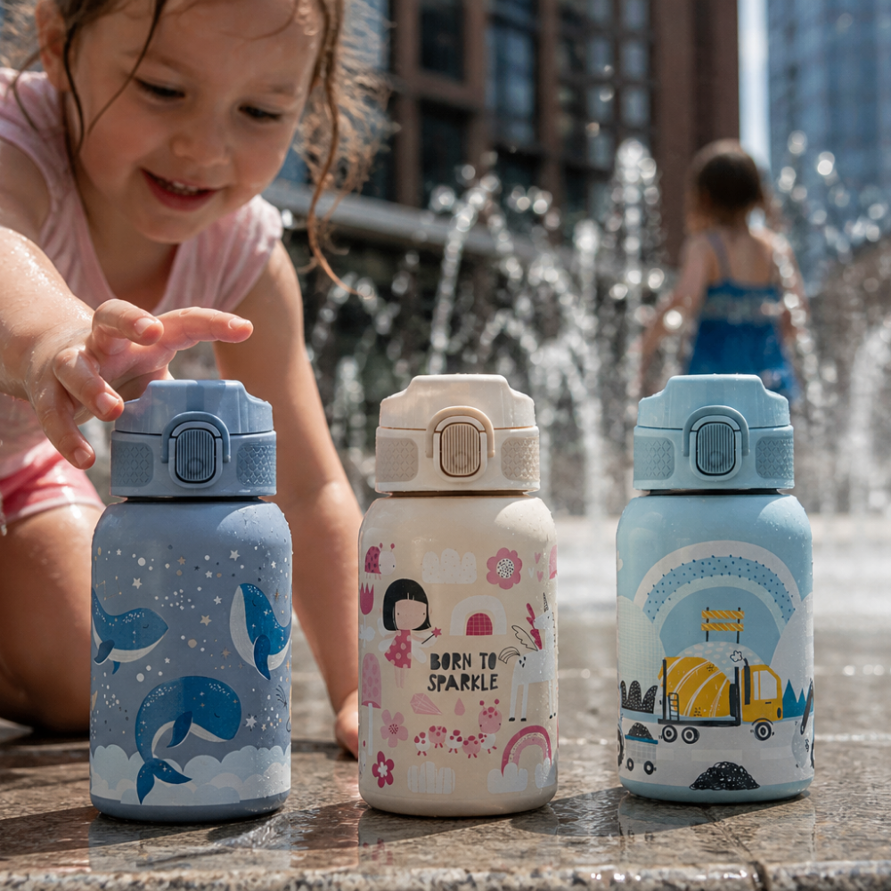 PETITE&MARS Fľaša nerezová termo so slamkou 350 ml Twinkling Fairy 12m+