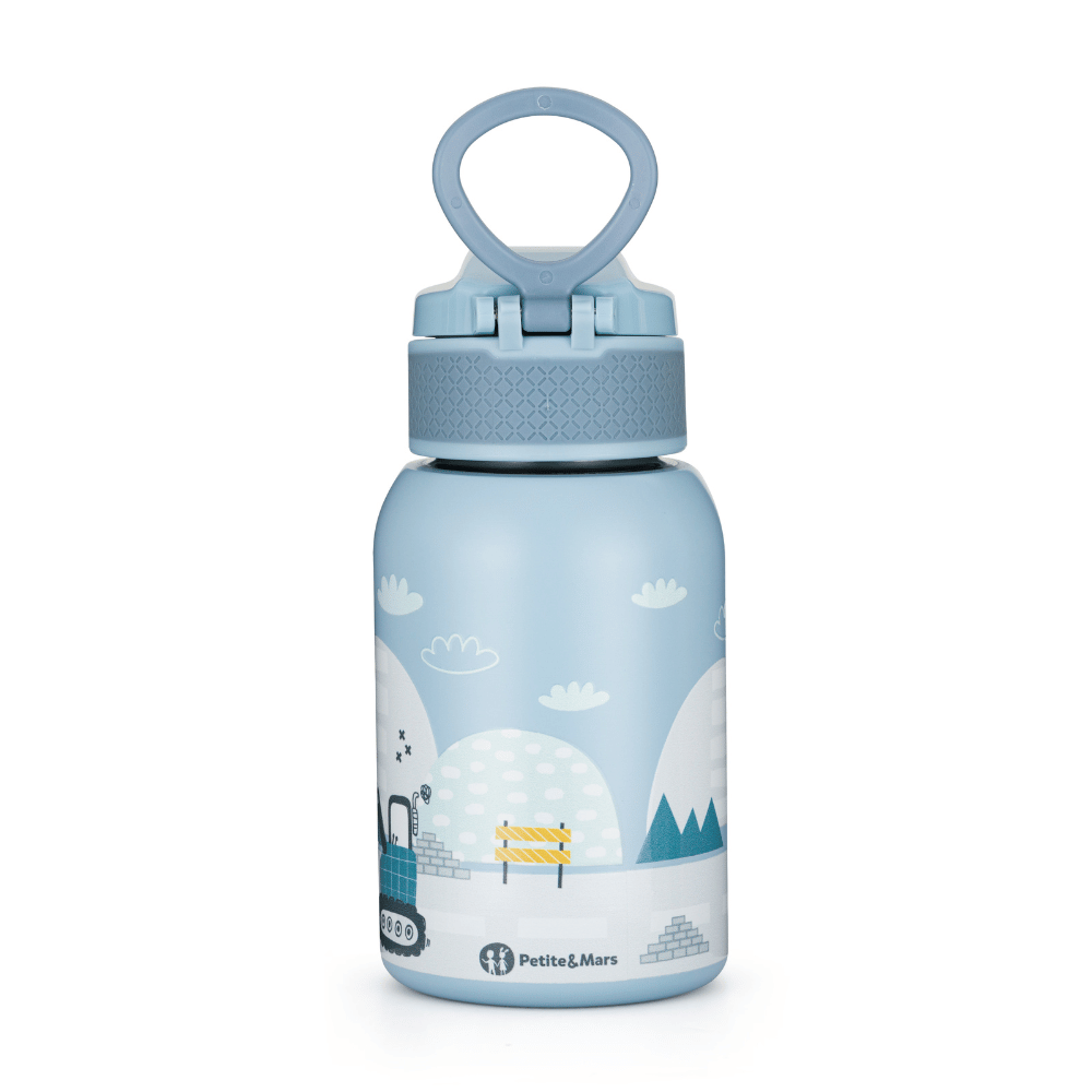 PETITE&MARS Fľaša nerezová termo so slamkou 350 ml Work Zone 12m+