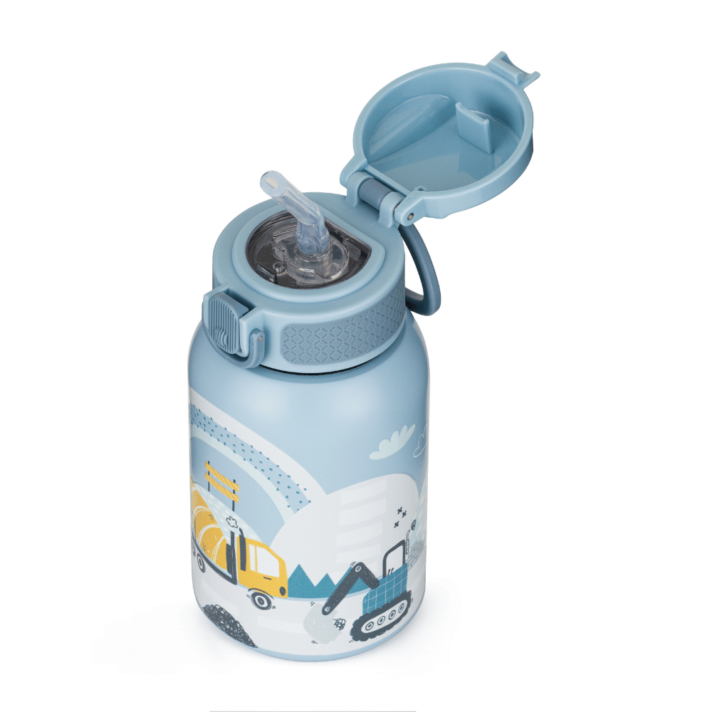 PETITE&MARS Fľaša nerezová termo so slamkou 350 ml Work Zone 12m+