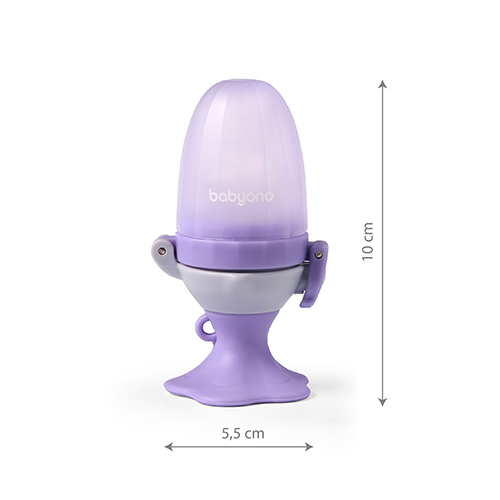 BABYONO Cumlík silikónový na kŕmenie Flower violet 6m+