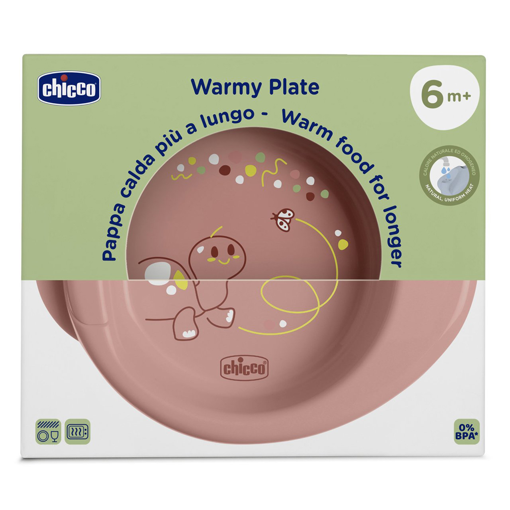 CHICCO Tanier protišmykový udržujúci teplé jedlo pink 6m+