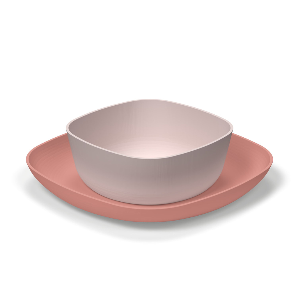 CHICCO Set jedálenský - miska a tanier pink 12m+