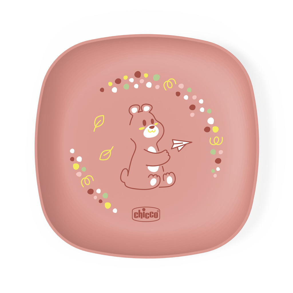CHICCO Set jedálenský - miska a tanier pink 12m+