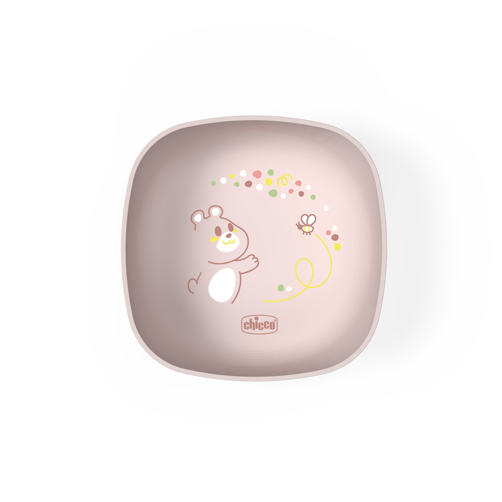 CHICCO Set jedálenský - miska a tanier pink 12m+