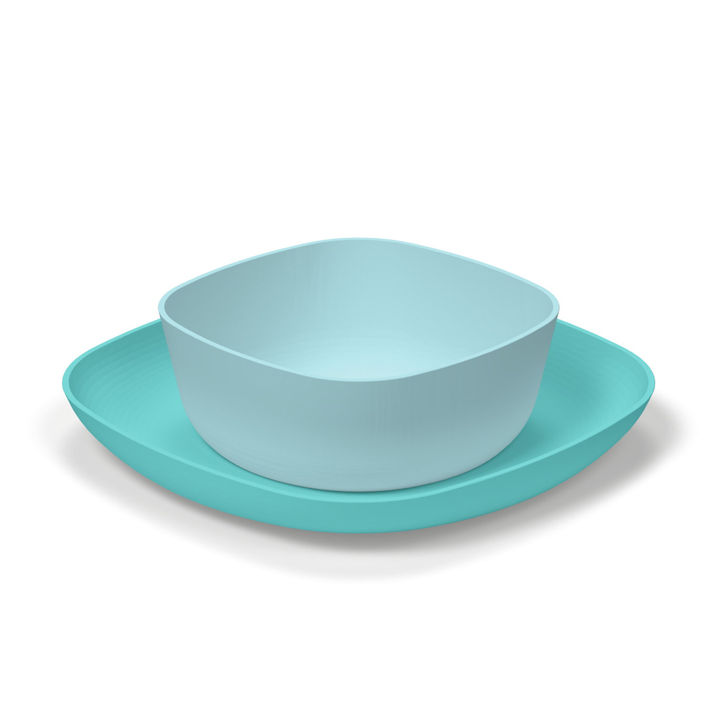 CHICCO Set jedálenský - miska a tanier blue 12m+