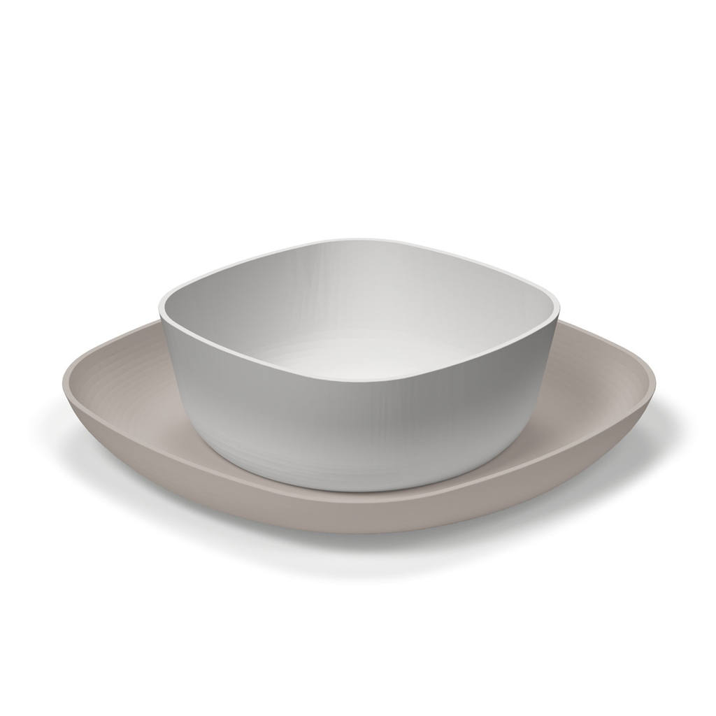 CHICCO Set jedálenský - miska a tanier grey 12m+