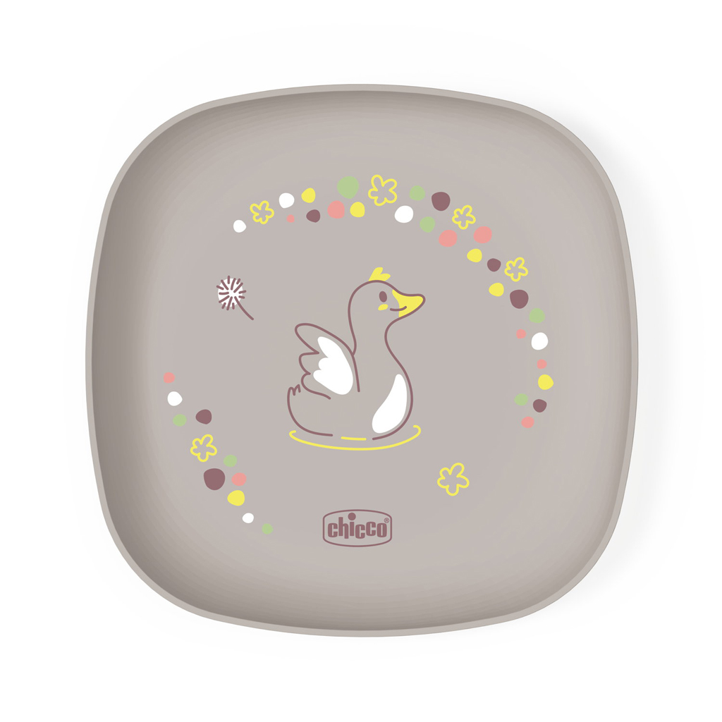 CHICCO Set jedálenský - miska a tanier grey 12m+