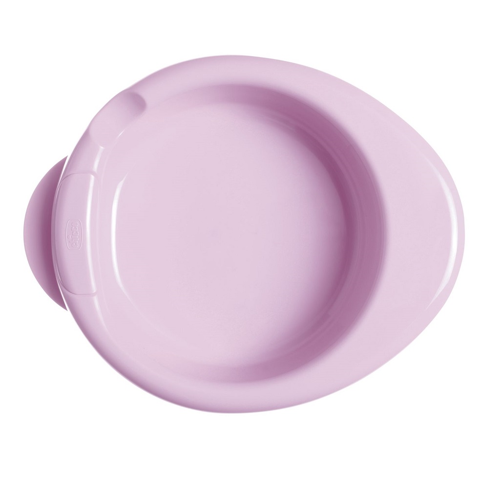 CHICCO Set jedálenský - tanier, lyžička, pohárik ružový 6m+