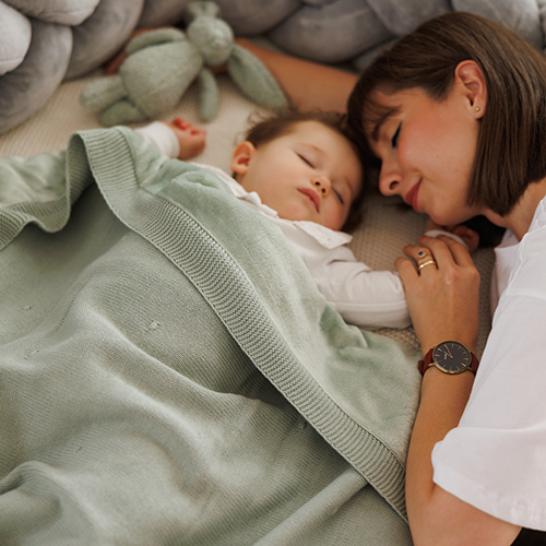 BABYONO Deka z prírodnej bavlny 75 × 100 cm sage 0m+