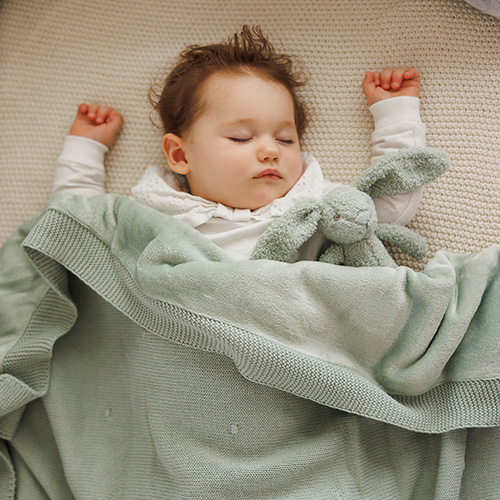 BABYONO Deka z prírodnej bavlny 75 × 100 cm sage 0m+