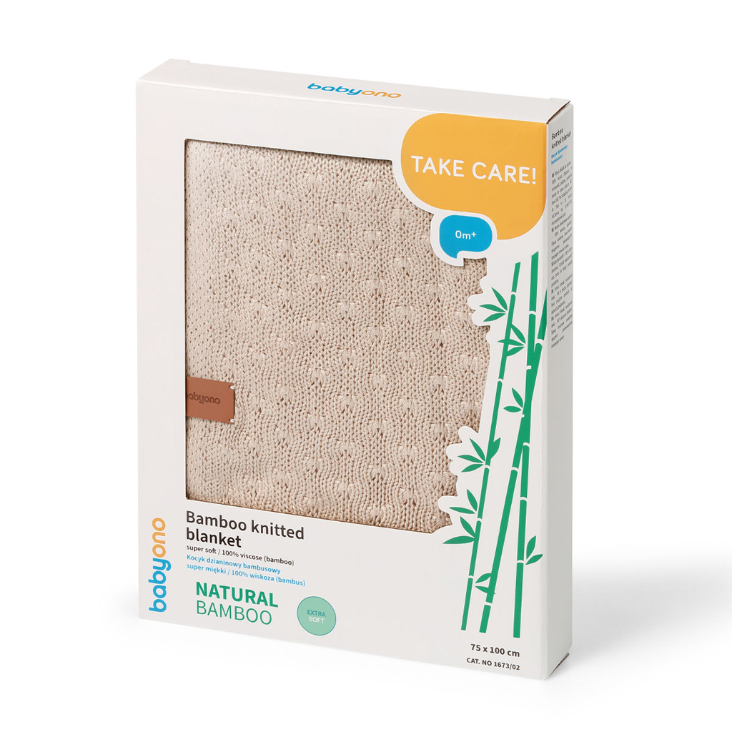 BABYONO Deka pletená bambusová Light Beige