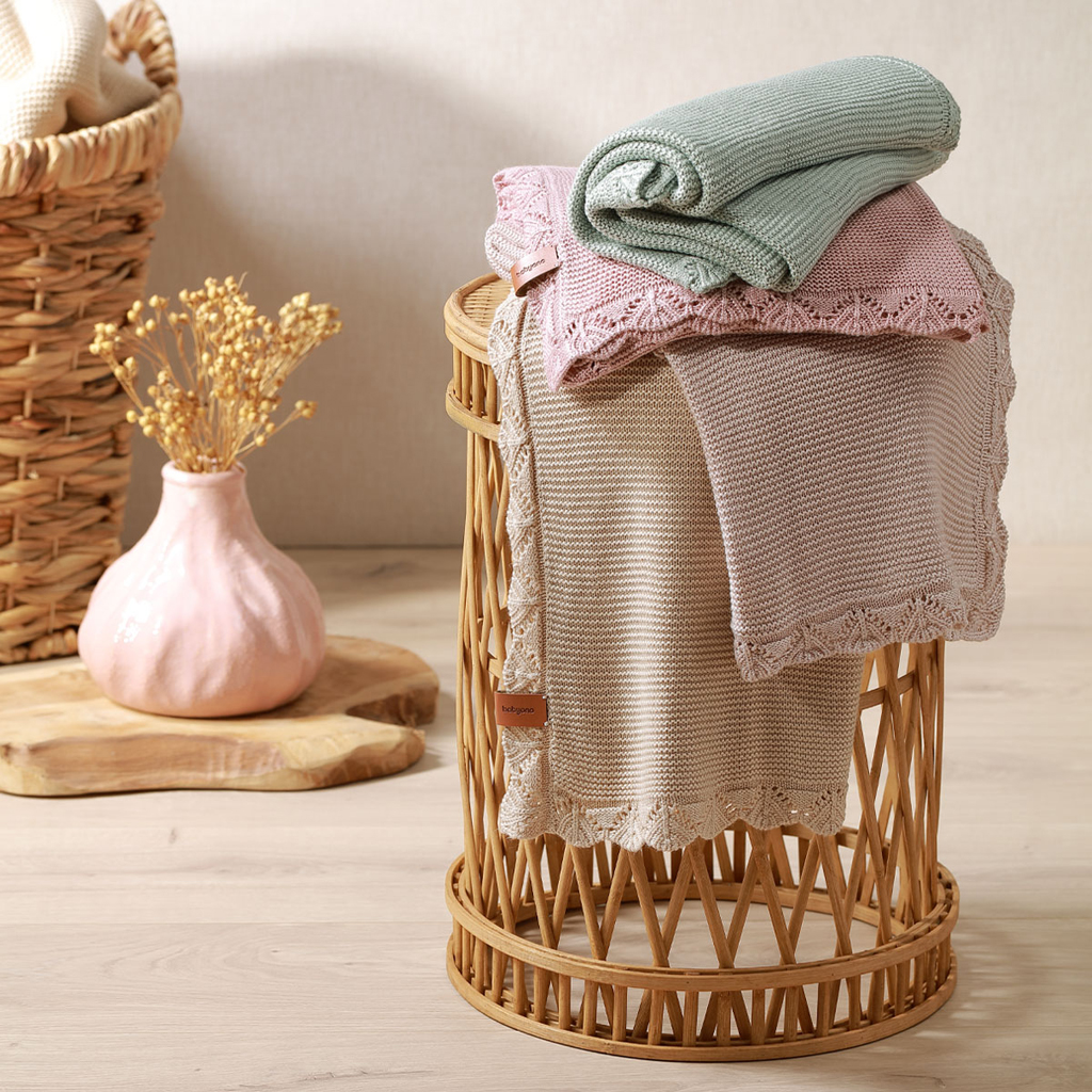 BABYONO Deka pletená bambusová Light Beige 75x100cm