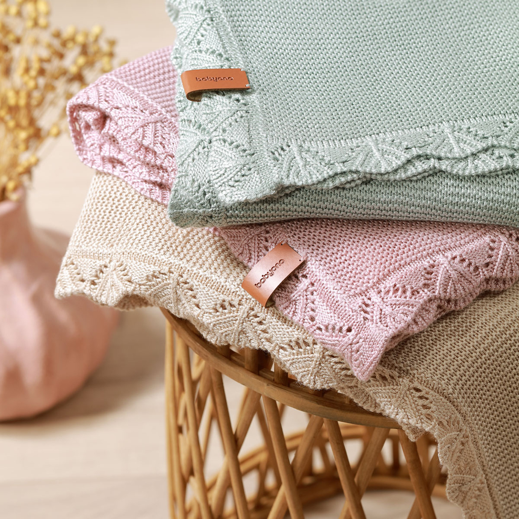 BABYONO Deka pletená bambusová Green 75 x 100 cm