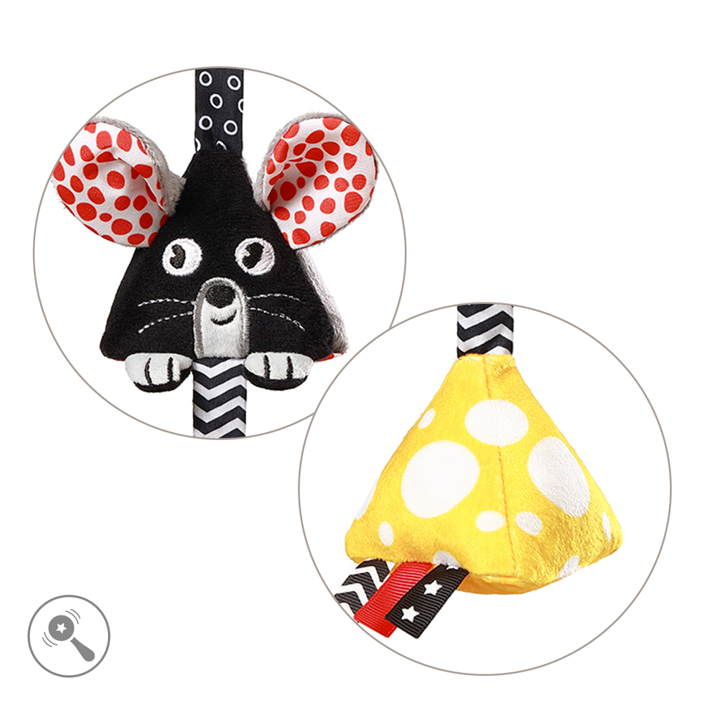 BABYONO Hračka závesná kontrastná na C krúžku Mouse 0m+