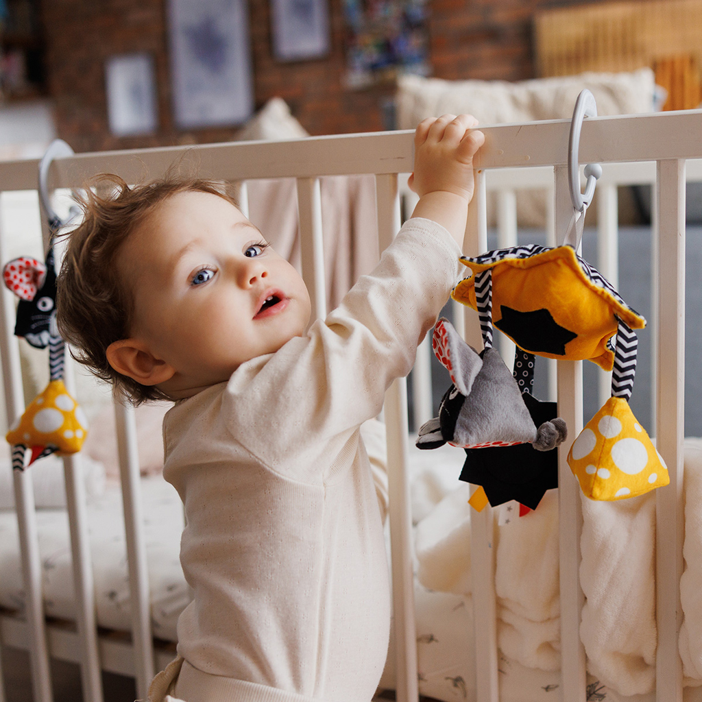 BABYONO Hračka závěsná kontrastní kolotoč Mouse 0 m+