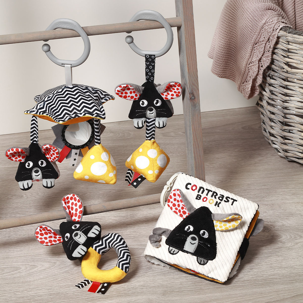 BABYONO Hračka závěsná kontrastní kolotoč Mouse 0 m+