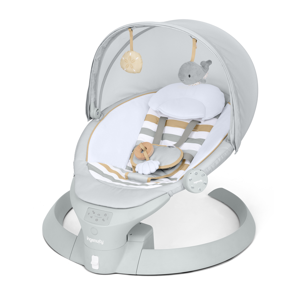 INGENUITY Lehátko s hojdaním a vibráciou Bounce & Sway – Pebble Shore™, 0m+