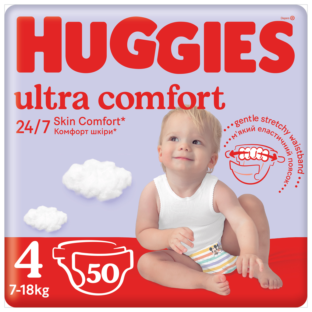 HUGGIES® Ultra Comfort Jumbo Plienky jednorazové 4 (7-18 kg) 50 ks