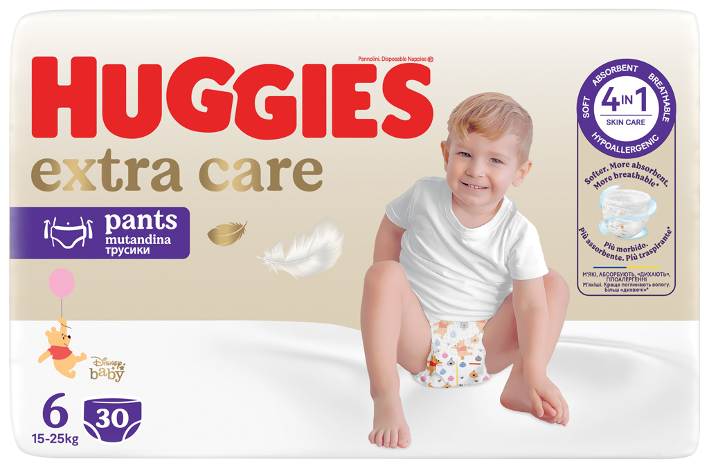 HUGGIES® Nohavičky plienkové jednorazové 6 Extra Care Pants (15-25 kg) 30 ks