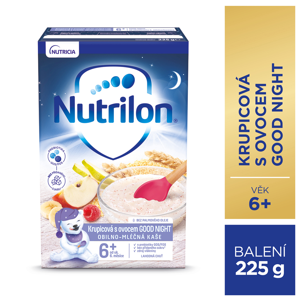 NUTRILON Pronutra® Krupicová kaše s ovocem Good Night 225g, 6+