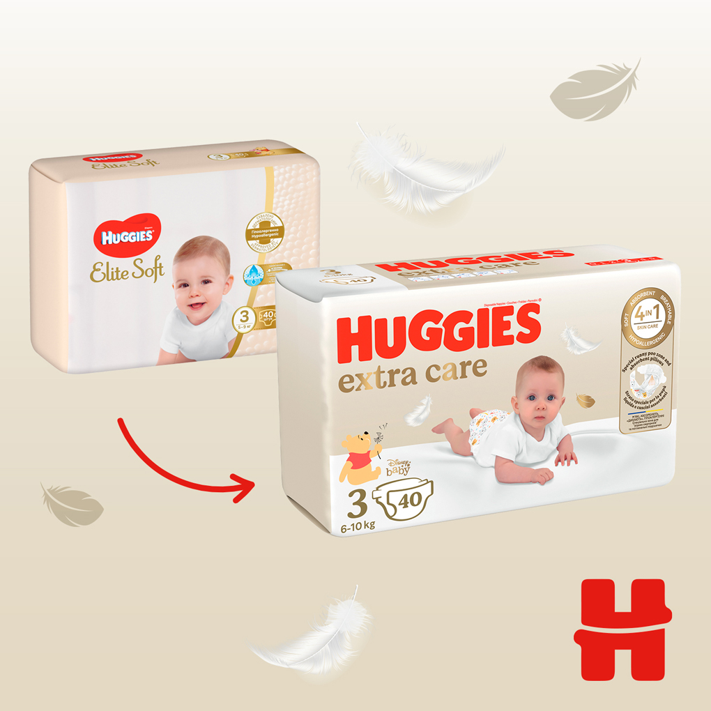 HUGGIES® Plienky jednorázové Extra Care 3 (6-10 kg) 40 ks