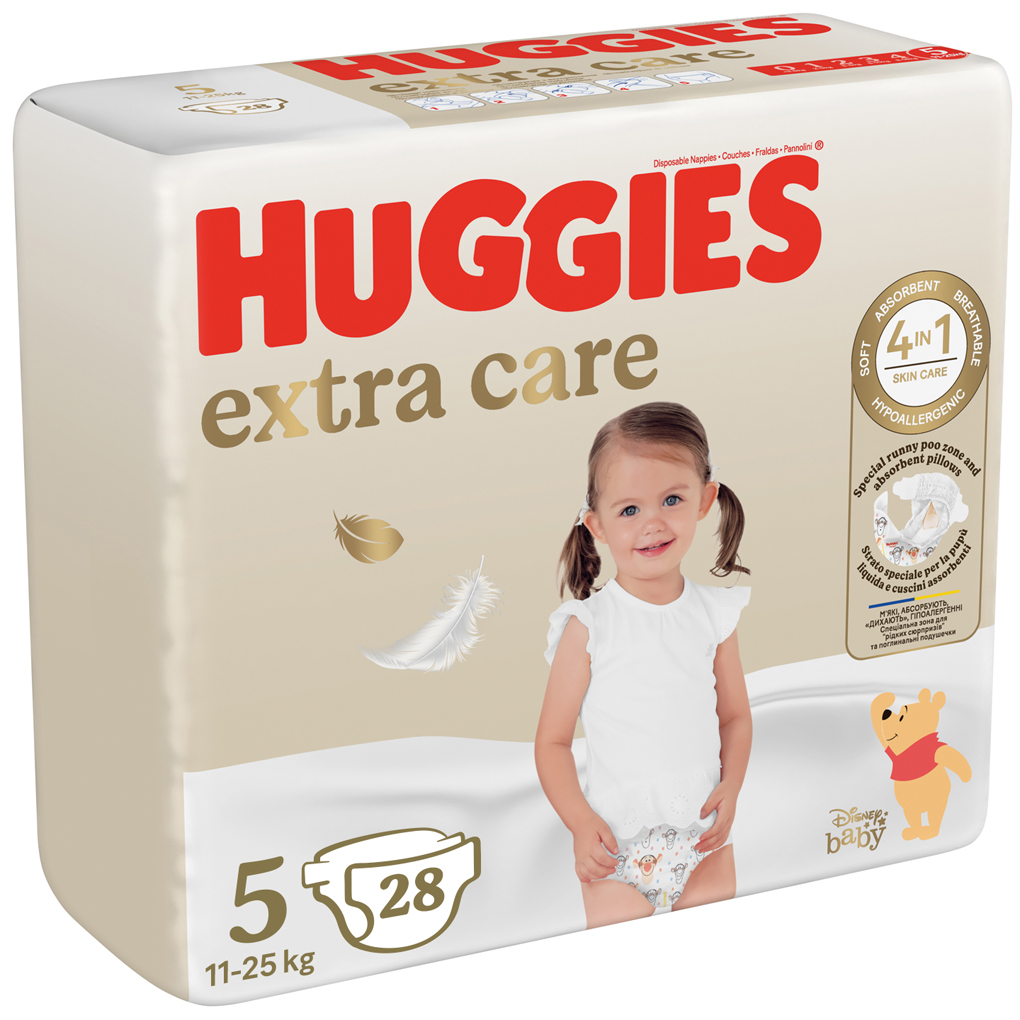 HUGGIES® Plienky jednorázové Extra Care 5 (12-17 kg) 28 ks