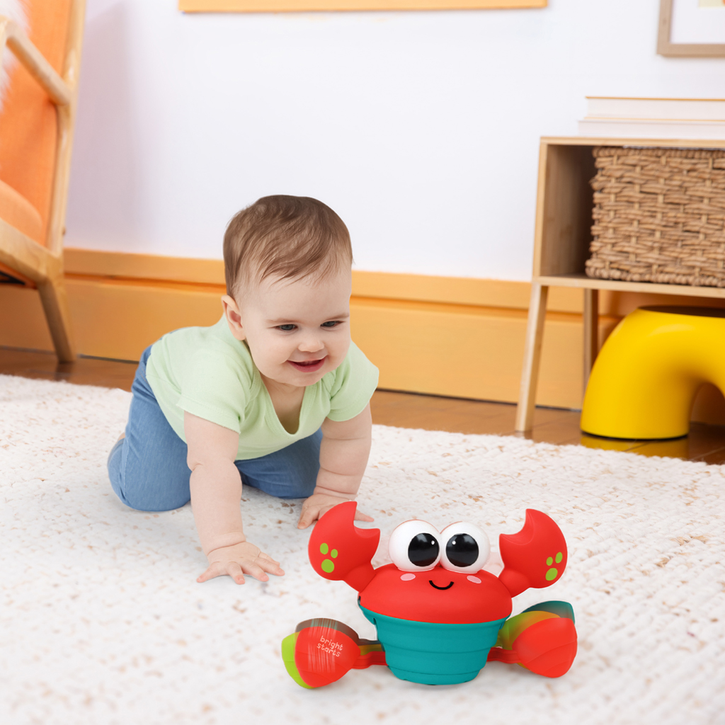 BRIGHT STARTS Hračka hudobná a multisenzorická Rockin 'Crawling Crab™ - Red, 6m+