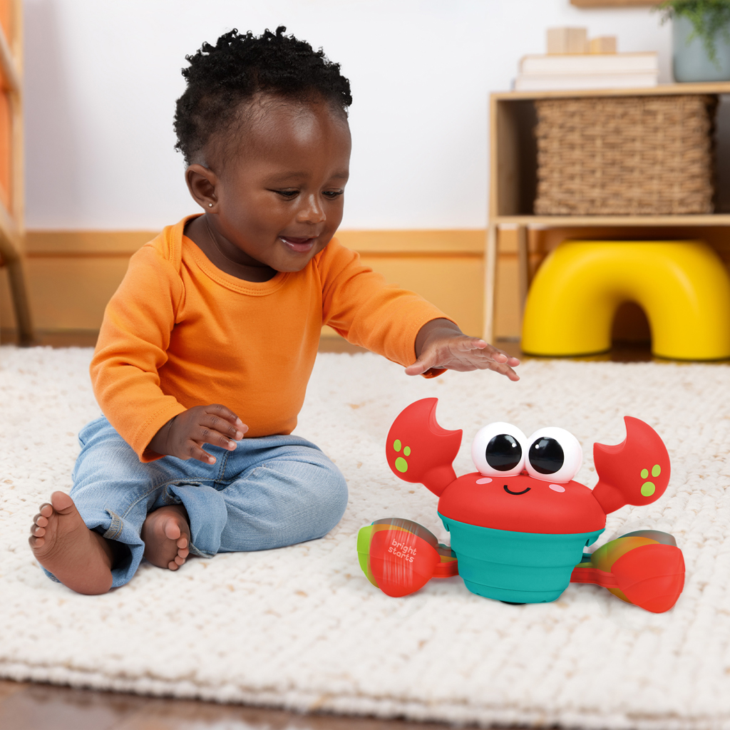 BRIGHT STARTS Hračka hudobná a multisenzorická Rockin 'Crawling Crab™ - Red, 6m+