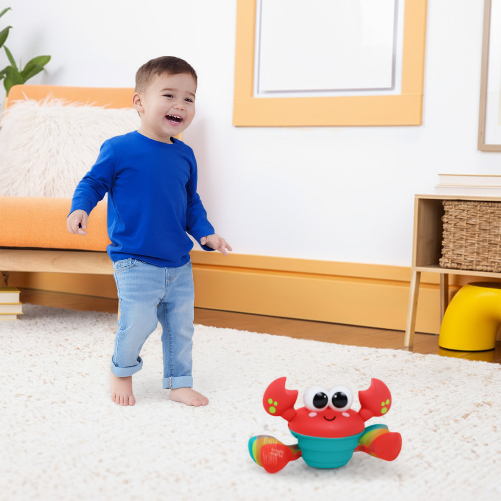 BRIGHT STARTS Hračka hudobná a multisenzorická Rockin 'Crawling Crab™ - Red, 6m+