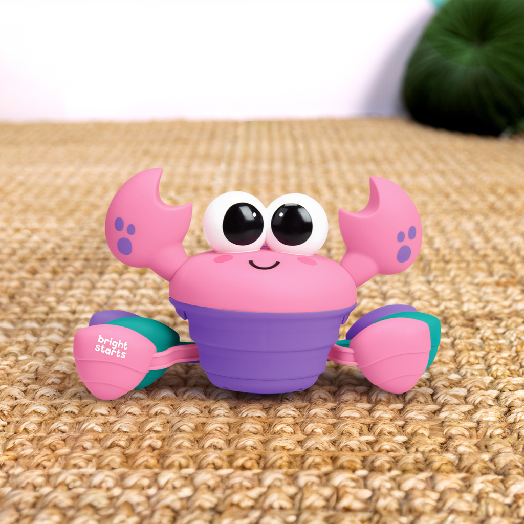 BRIGHT STARTS Hračka hudobná a multisenzorická Rockin' Crawling Crab™ - Pink, 6m+