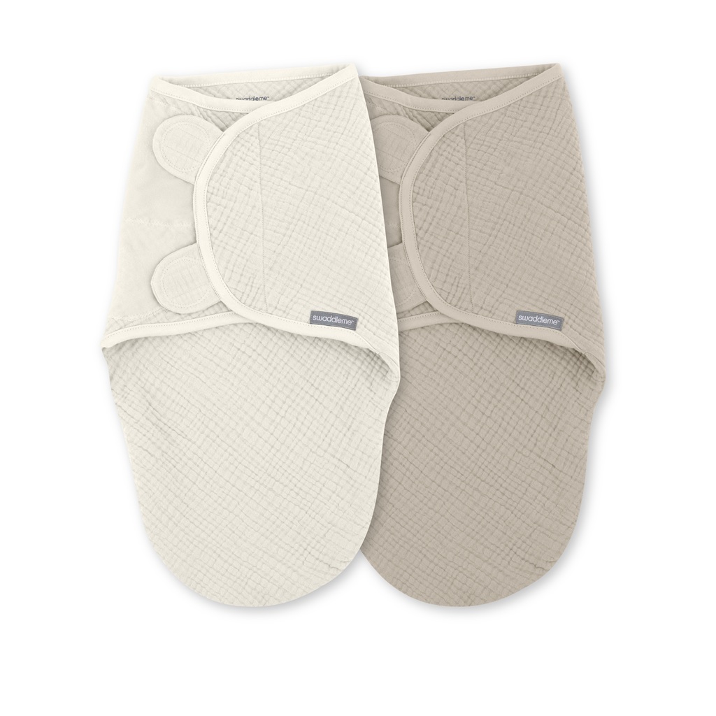 INGENUITY Zavinovačka SwaddleMe™ Uliatka mušelín 1 TOG 0-3m Cream/Cashew, 2 ks