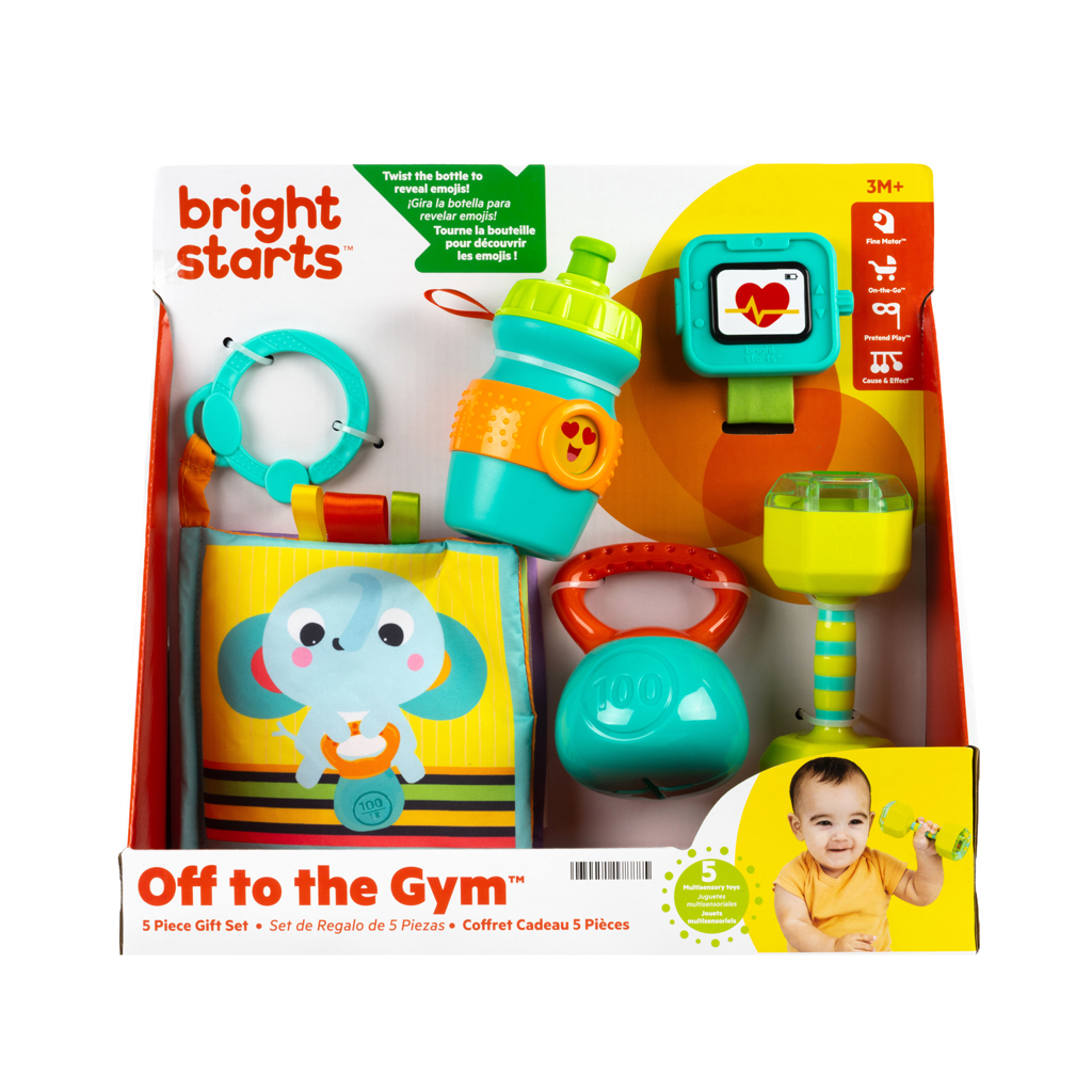 BRIGHT STARTS Sada darčeková pre rozvoj koordinácie aj zmyslov Off to the Gym™, 3m+
