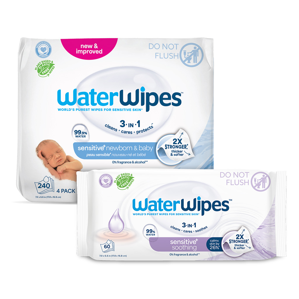 4x WATERWIPES Obrúsky vlhčené 60 ks (240 ks) + Soothing clean obrúsky 60 ks ZADARMO
