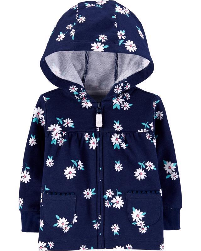 Mikina na zips s kapucňou Flowers dievča 18m