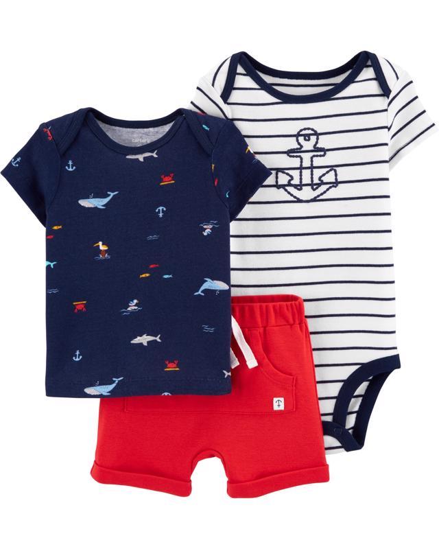 Set 3-dielny body, tričko kr.rukáv, nohavice krátke Sailor chlapec LBB 9m