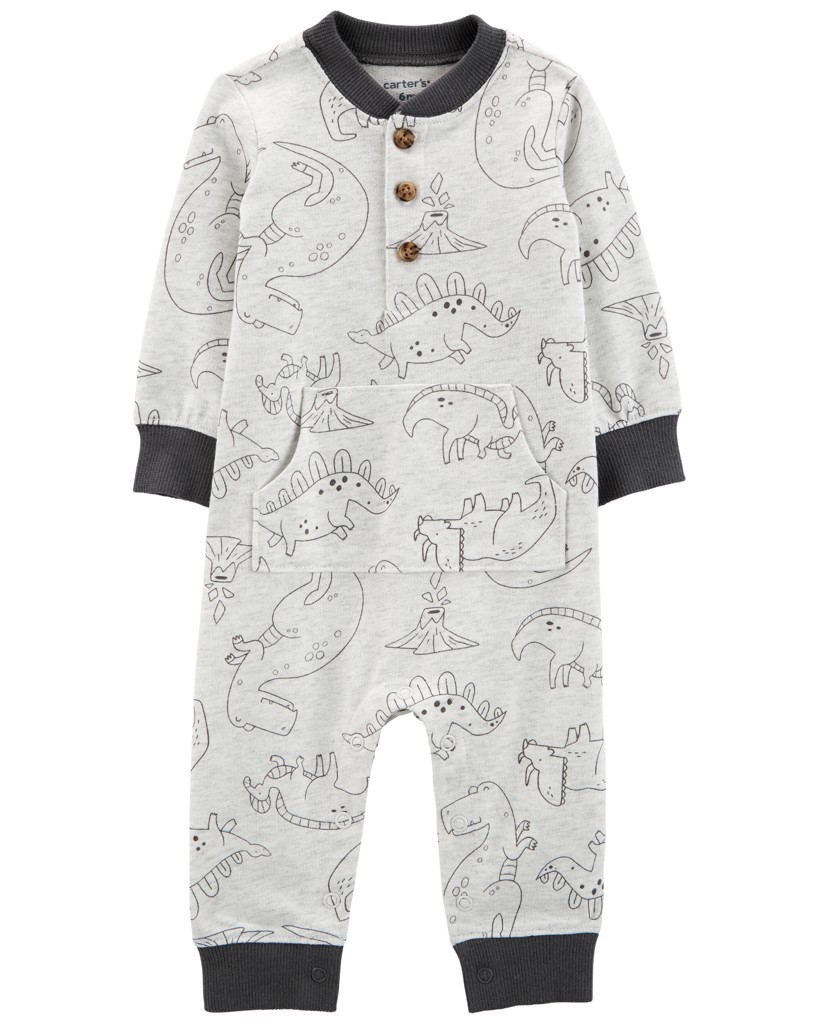 CARTER'S Overal bez nožičiek Grey Dino chlapec 3m
