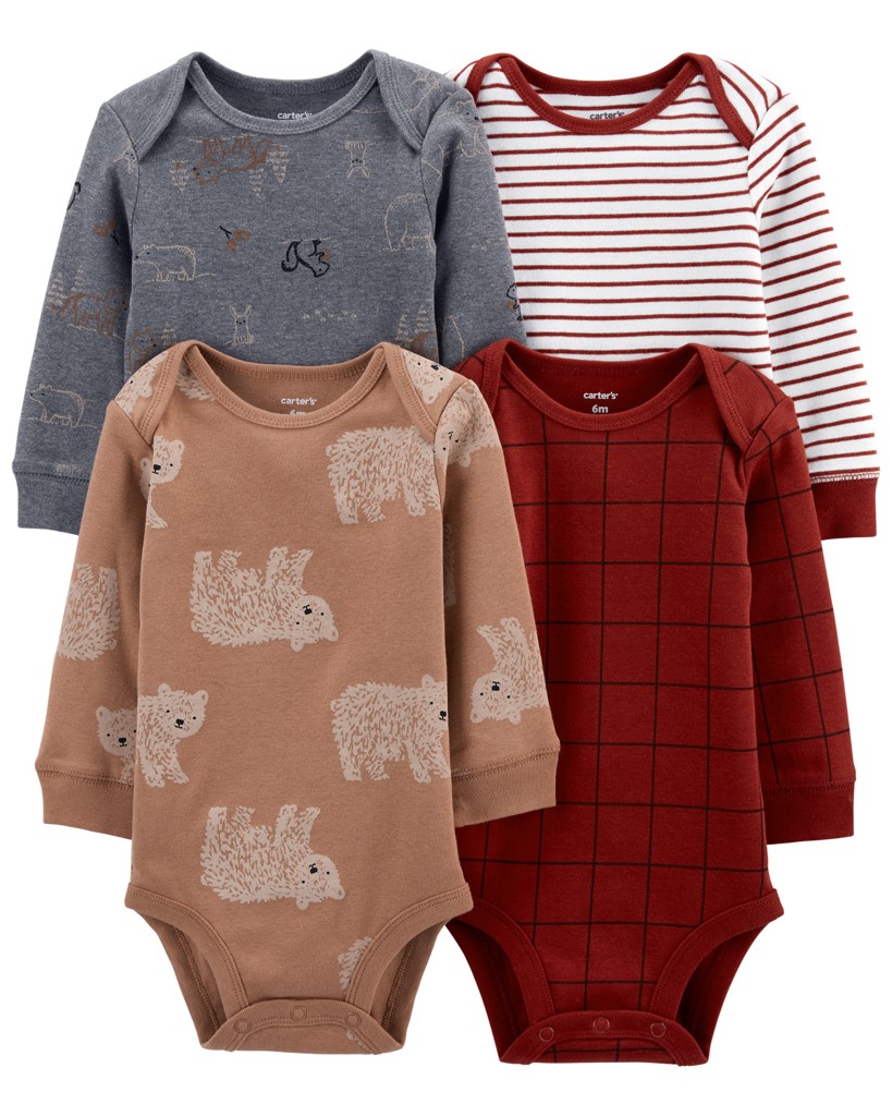 CARTER'S Body dl. rukáv Bear chlapec LBB 4ks 9m