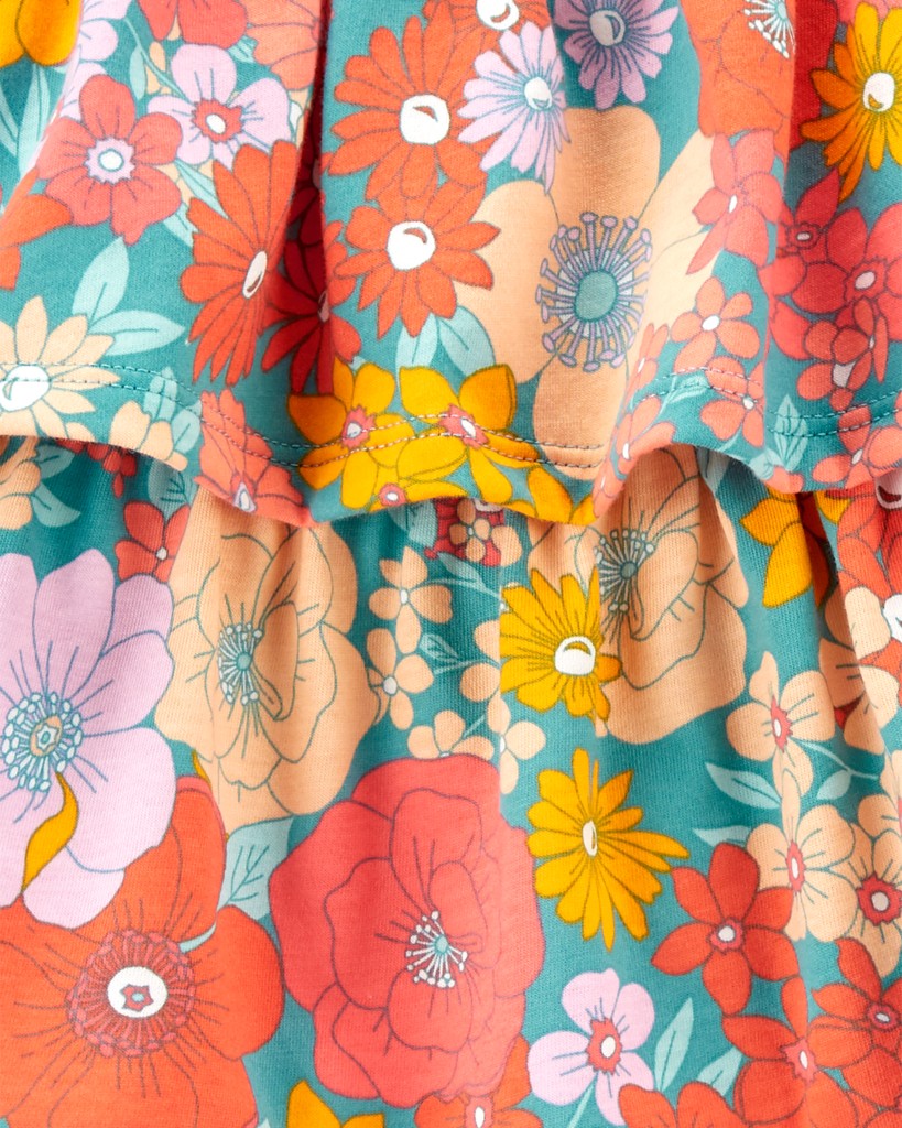 CARTER'S Set 3dielny tričko na ramienka, body na ramienka, kraťasy Orange Flowers dievča 6m